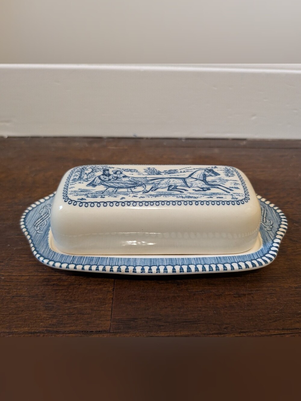 Vintage Currier & Ives Butter Dish